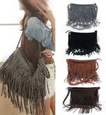 bolsa franjas preta-cinza